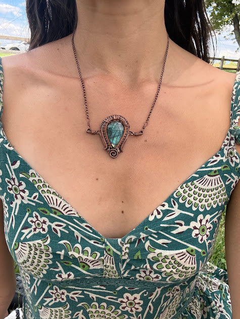 Portal to Eternity - Labradorite Copper Pendant
