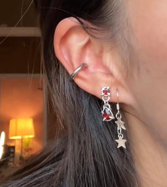 Changing Leaves - Red Garnet Drop Earrings