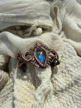 Labradorite Cuff - Copper Wire Wrap