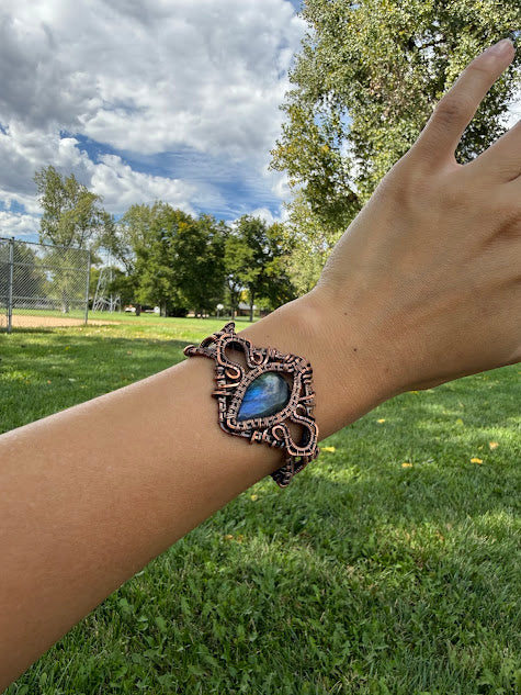 Labradorite Cuff - Copper Wire Wrap