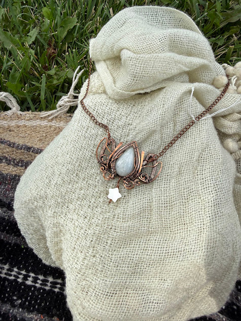 Moonlight Lotus Glow - Rainbow Moonstone Pendant