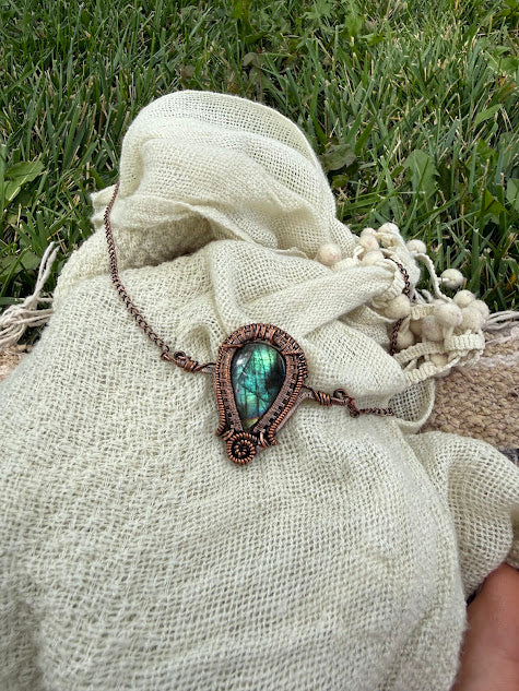 Portal to Eternity - Labradorite Copper Pendant