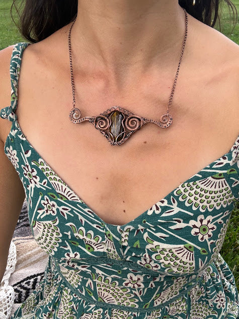 Tiger's Eye Spiral Pendant