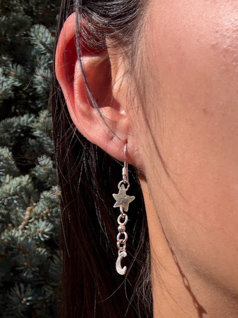 Moon and Stars - Dangle Earrings