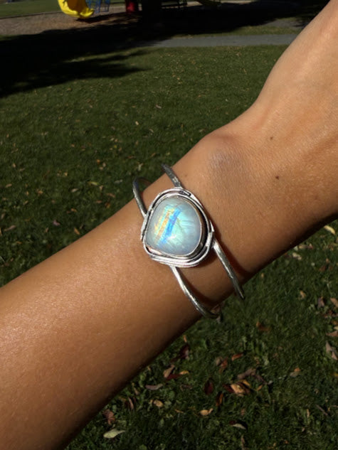 Twilight Hour - Rainbow Moonstone Cuff