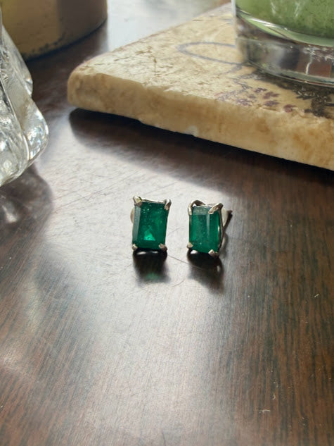 Earthy Emerald Earring Studs