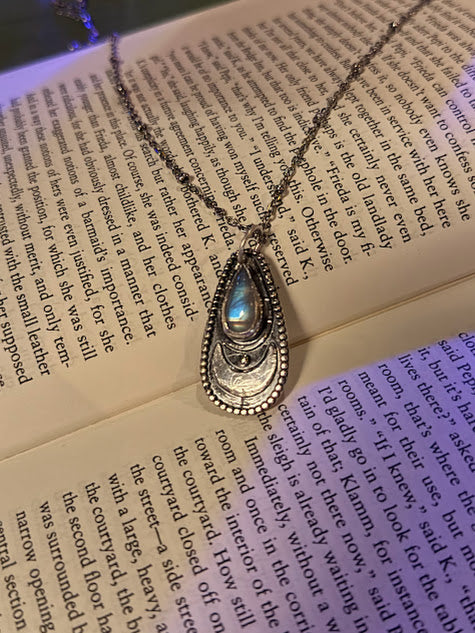 Crescent Rainbow Moonstone Pendant